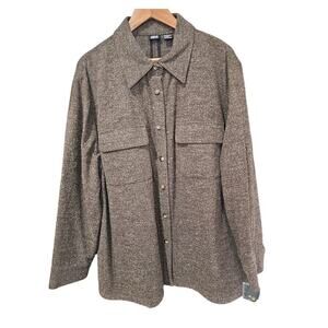 Jessi Lee Wool Blend Button-Up Shirt Brown Size 22W NWT